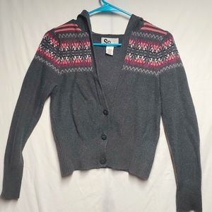 Pink and Grey button up sweater size large